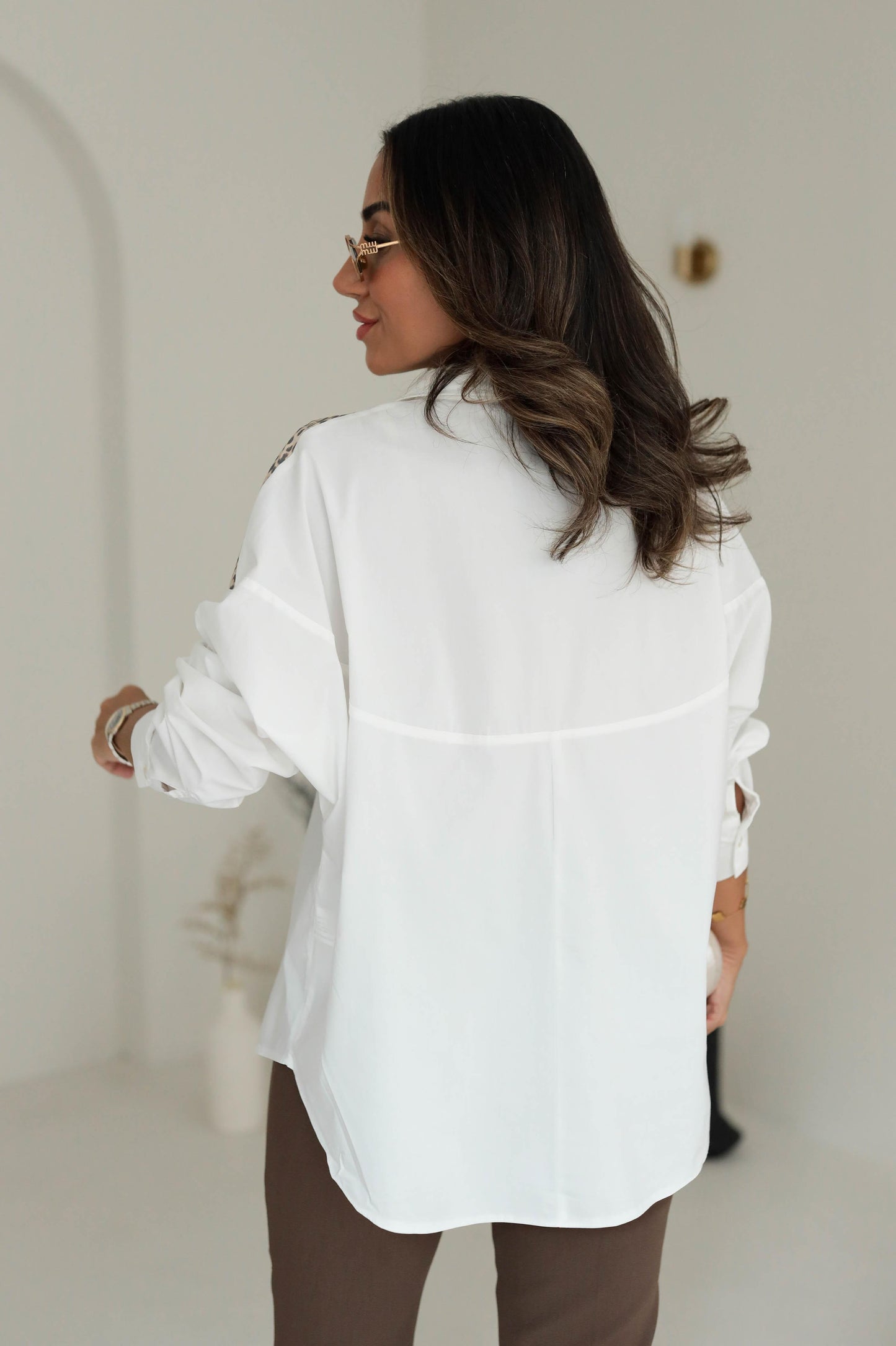 Ophe Leopard Detailed White Shirt