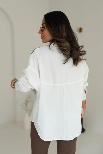 Ophe Leopard Detailed White Shirt