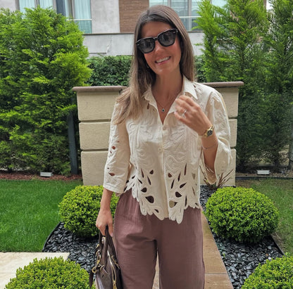 Embroidered beige shirt