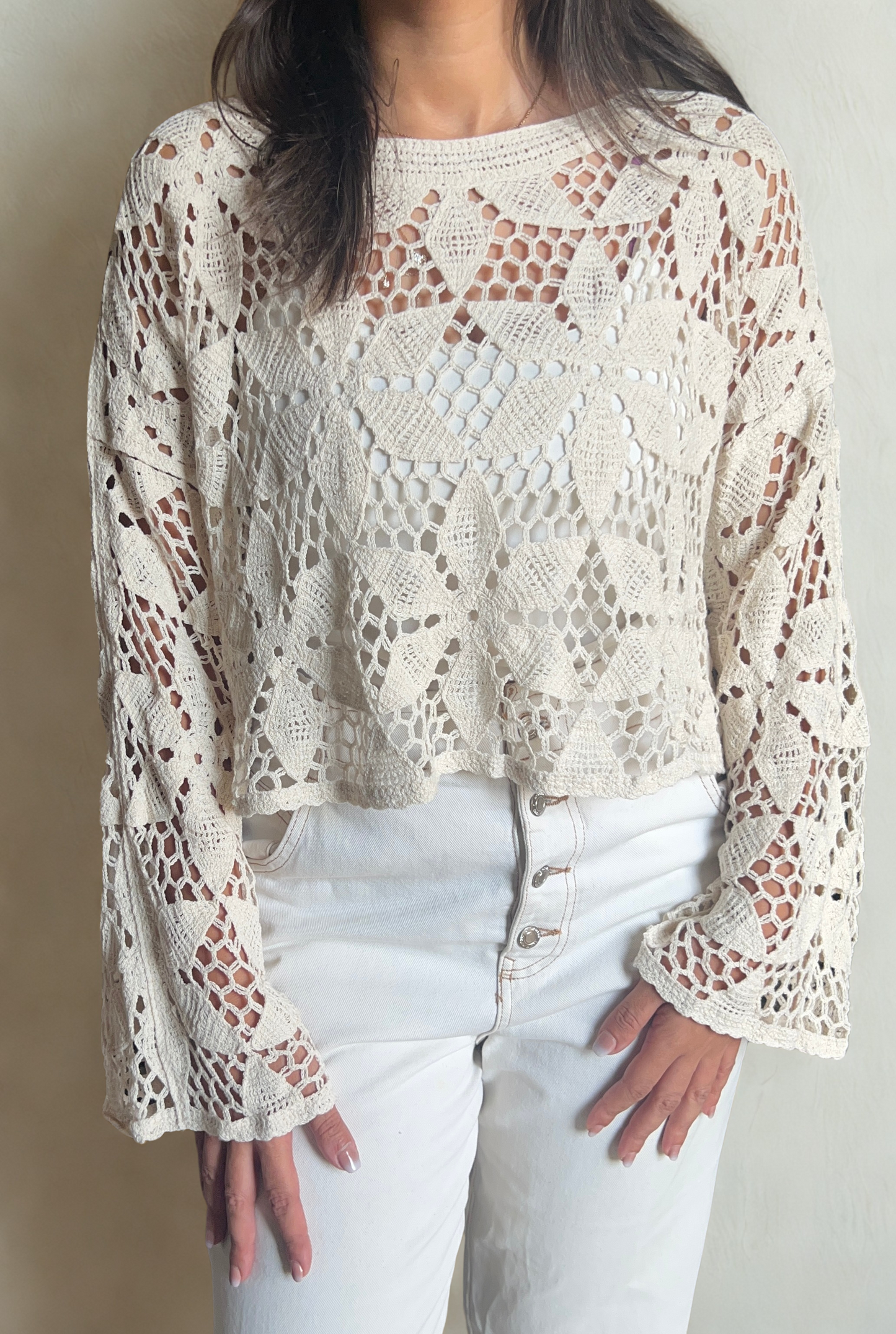 Beige Crochet Blouse