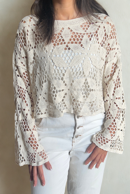 Beige Crochet Blouse