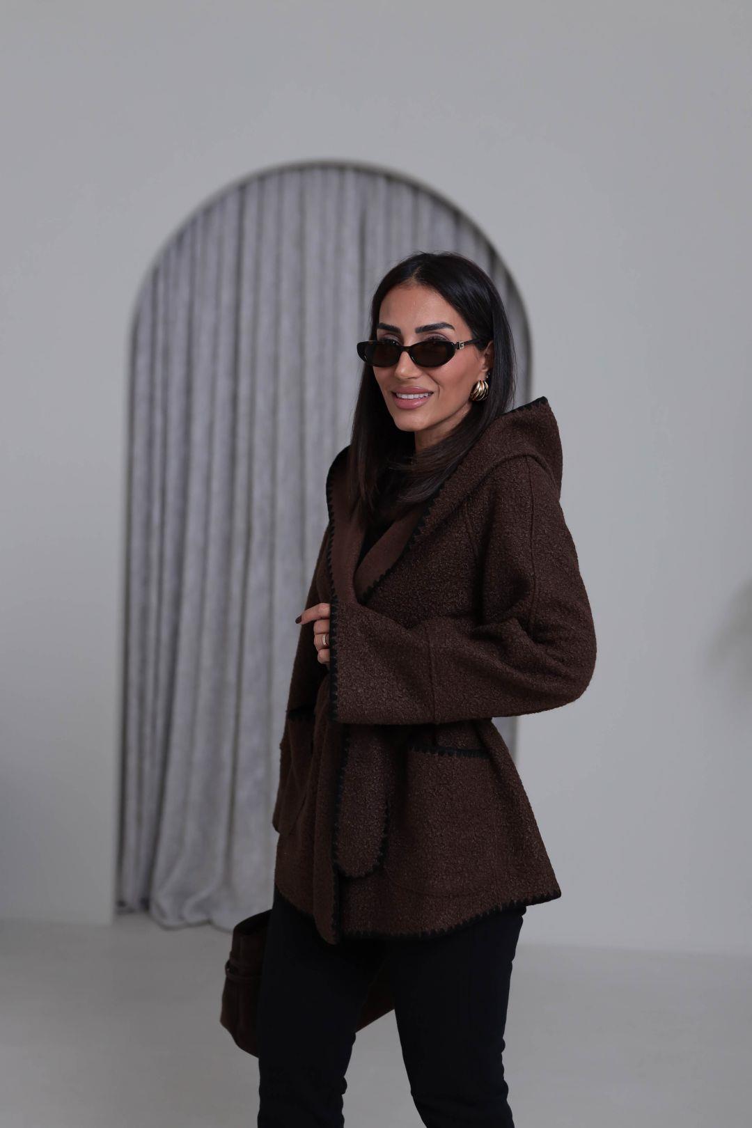 Brown wool belted Jacket