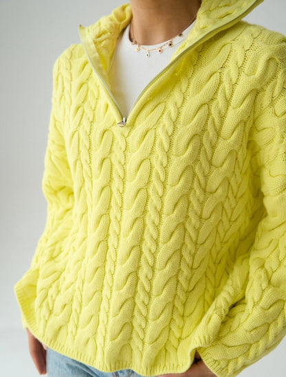 Braided Yellow Oversized Sweater