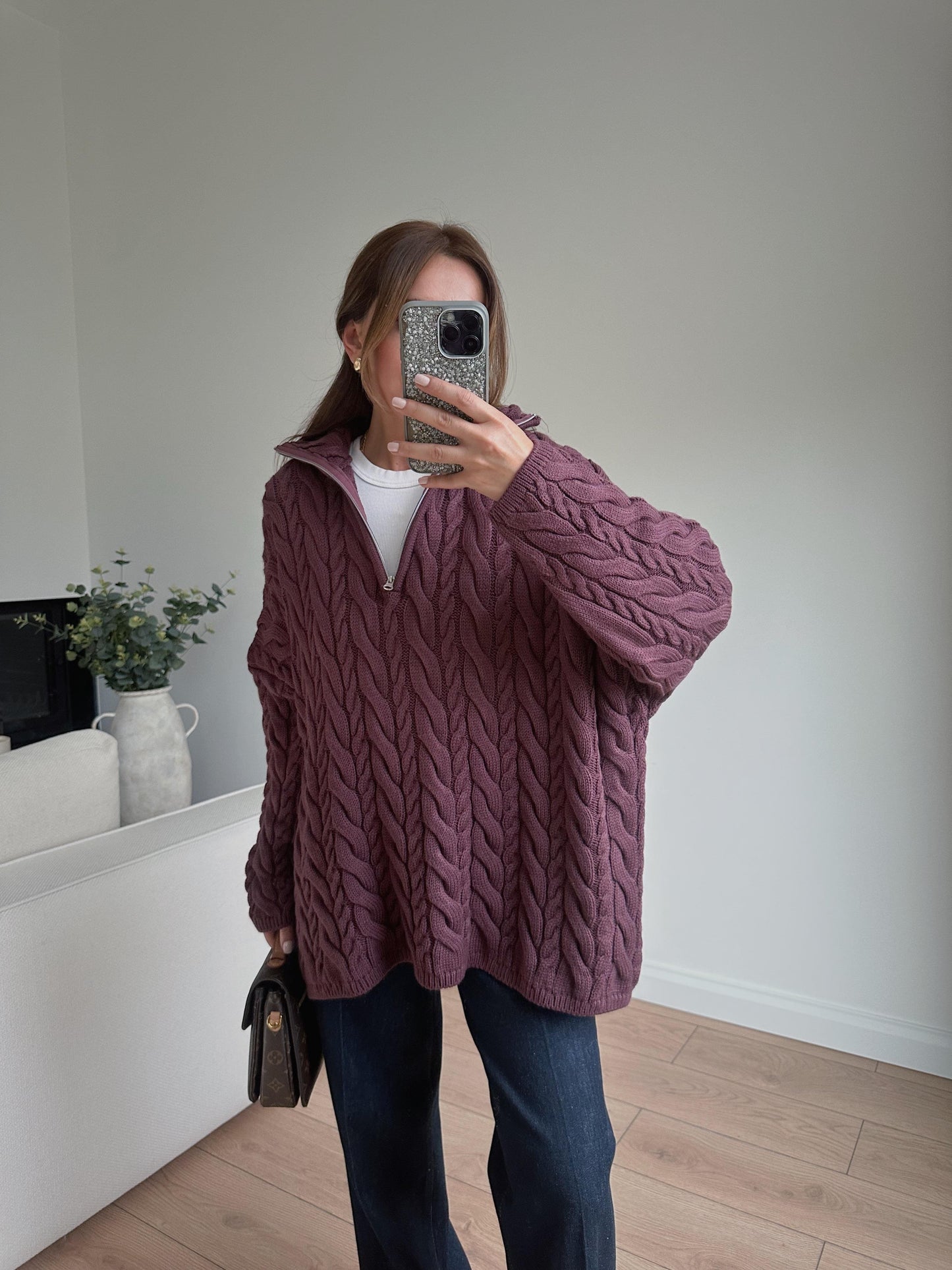 Braided Plum Oversized Sweater Pre-Order (6-8) Days