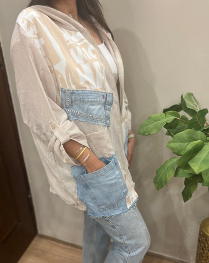 Denim patchwork Cardigan