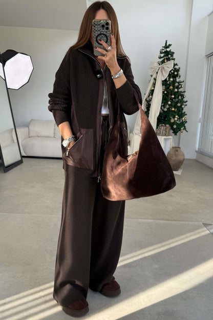 Brown Parachute Pocket Knit Set