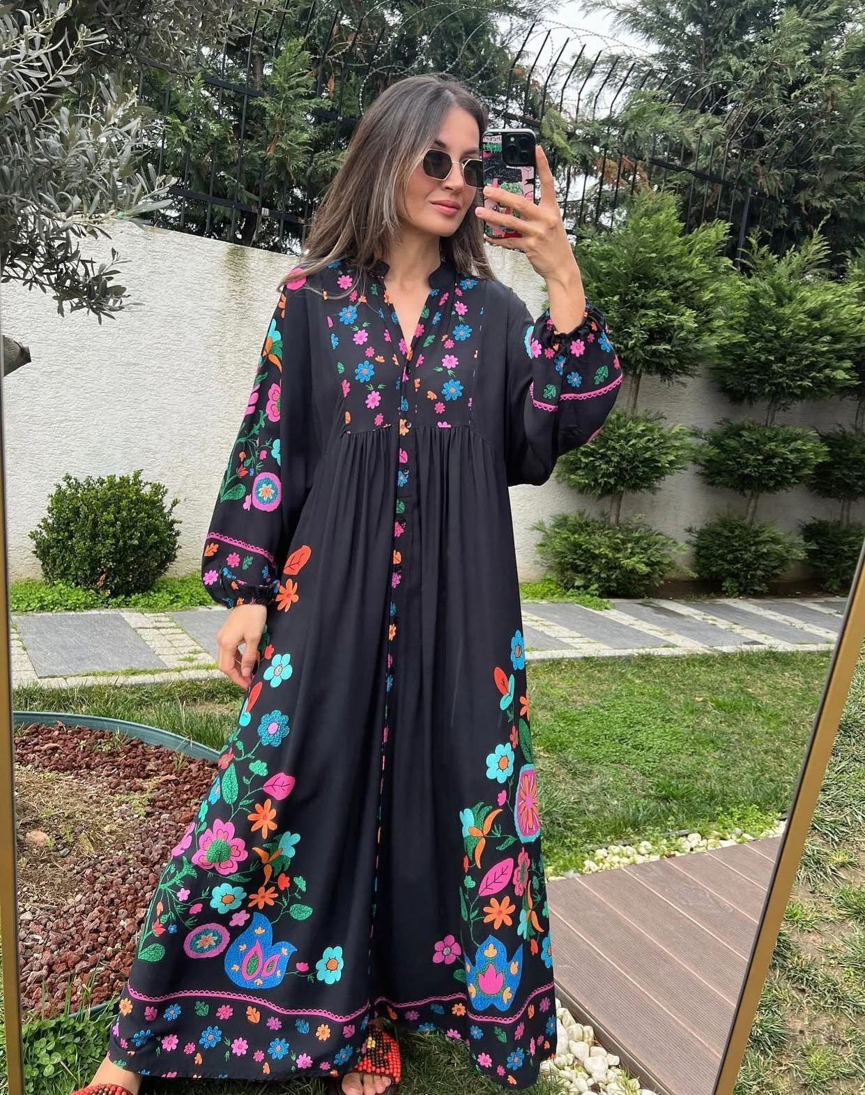 Maxi Crep Cotton Floral Dress
