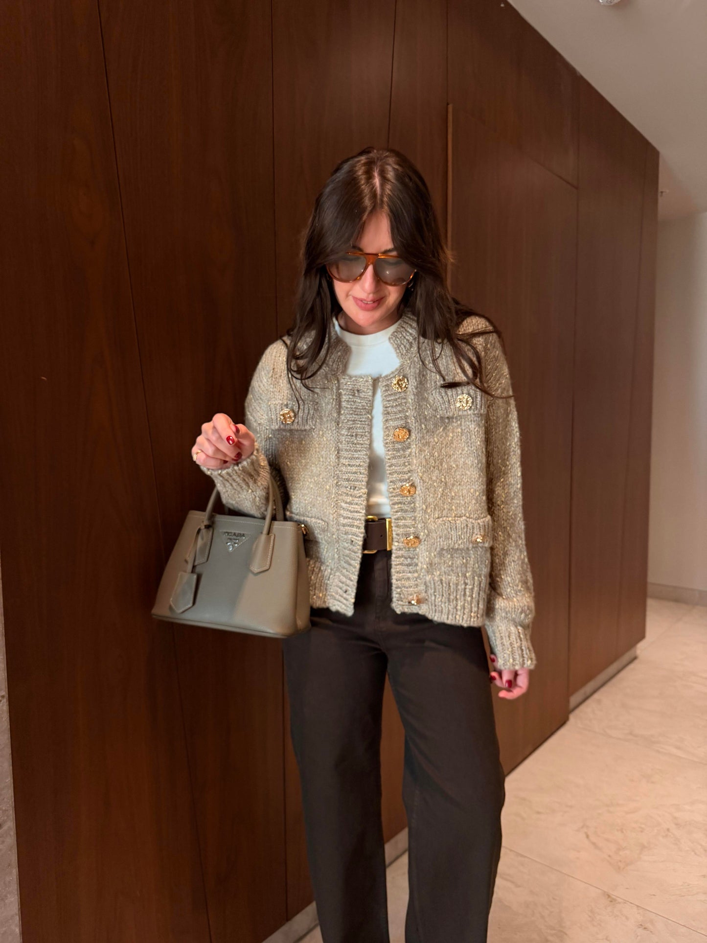 Beige with Golden striped Sweater