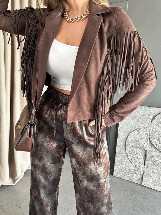 Premium Brown Suede fringes Jacket