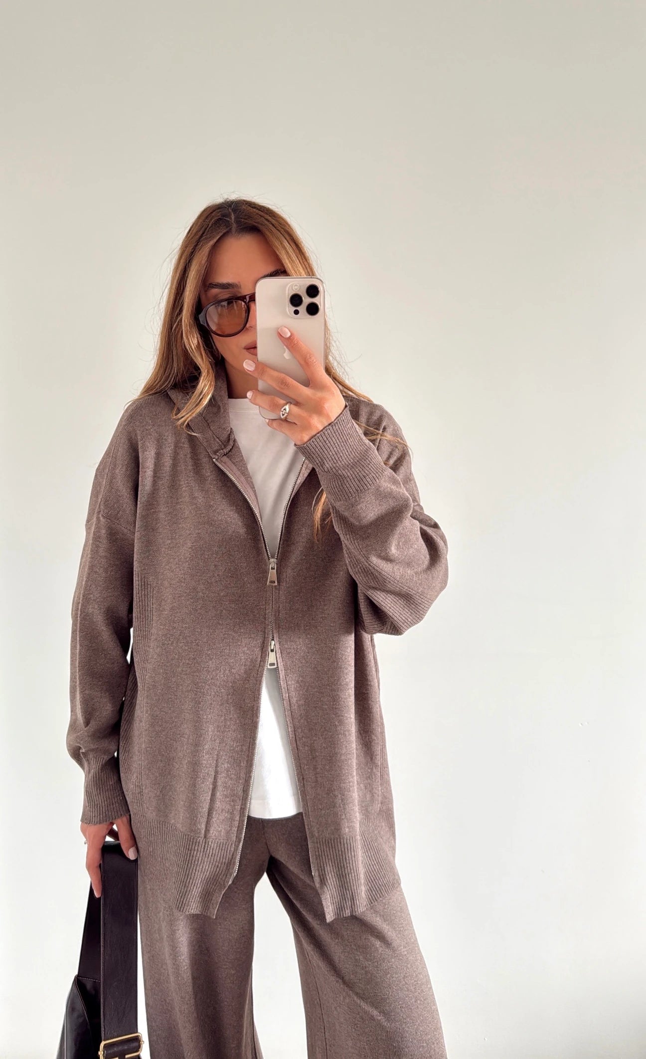 Cafe Knitted Double zipper Set