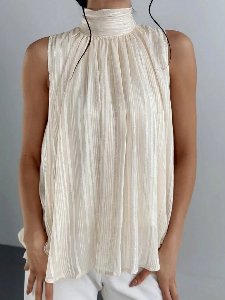 Women's Back Tie Pleated A-Line Top