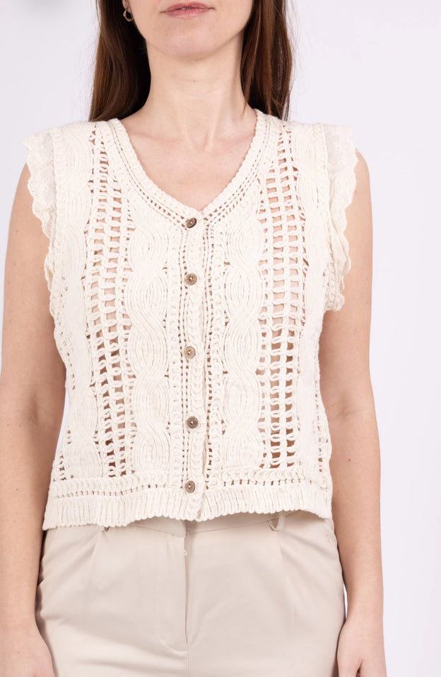 Beige Crochet Vest