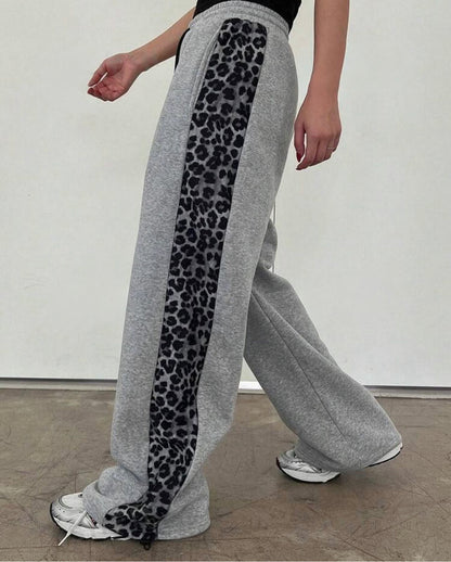 Leopard print straight leg sweatpants