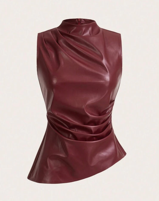 Faux leather burgundy Top