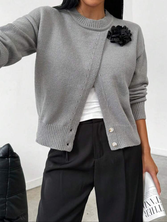 Floral crew neck sweater