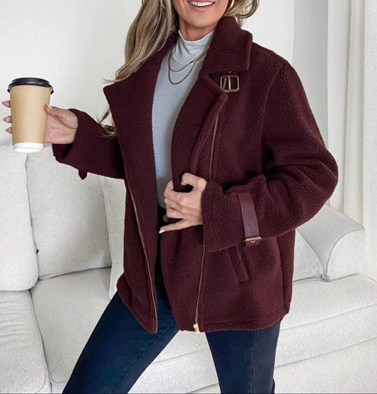Burgundy teddy Jacket